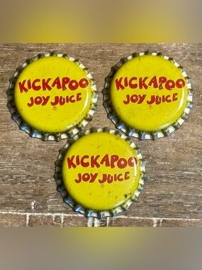 Vintage 1960's Lot of 3 Bottle Caps • "KickaPoo" Joy Juice
